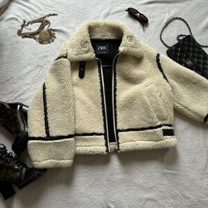 Zara Cream Jacket with Black Trim